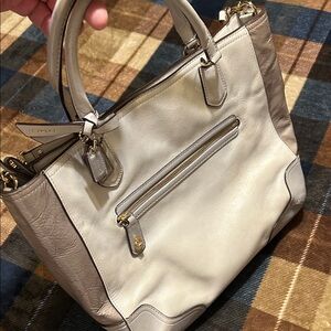 Coach Cream and Tan Tote Bag